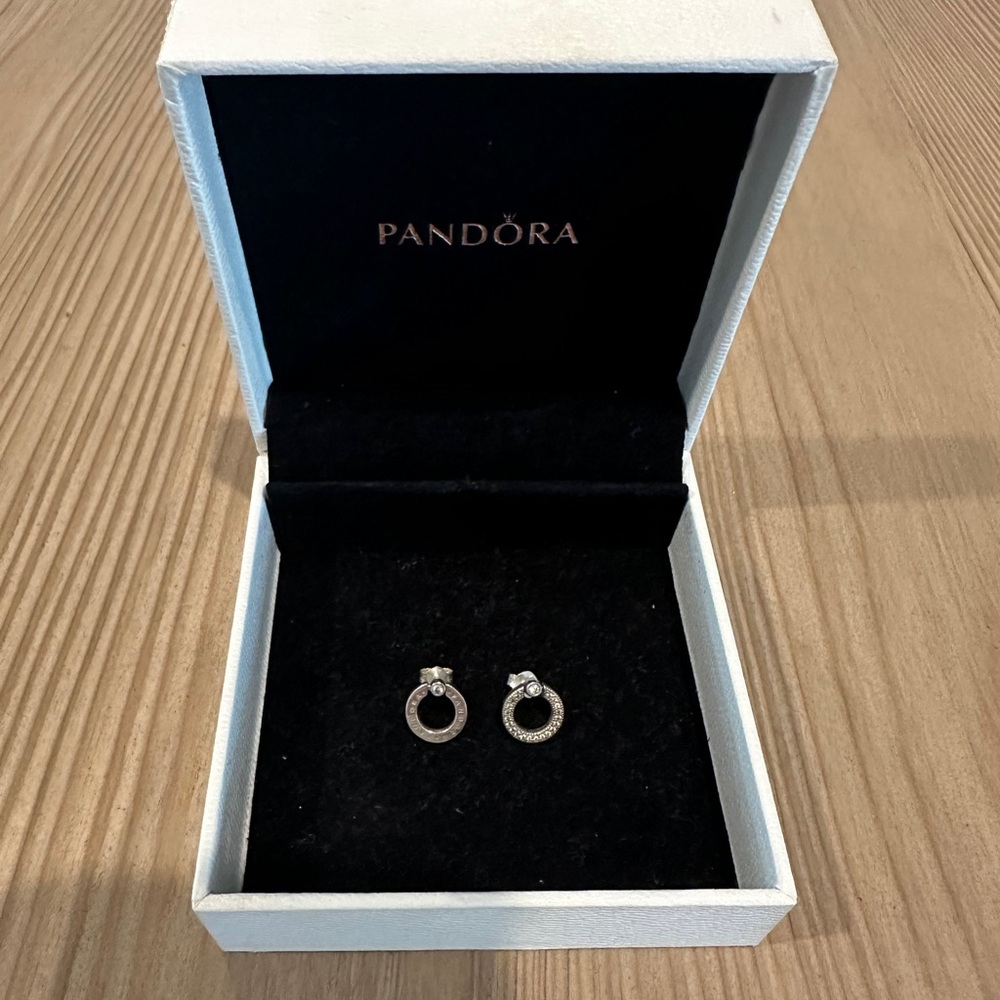 Pandora Silver and White Sparkle Earrings